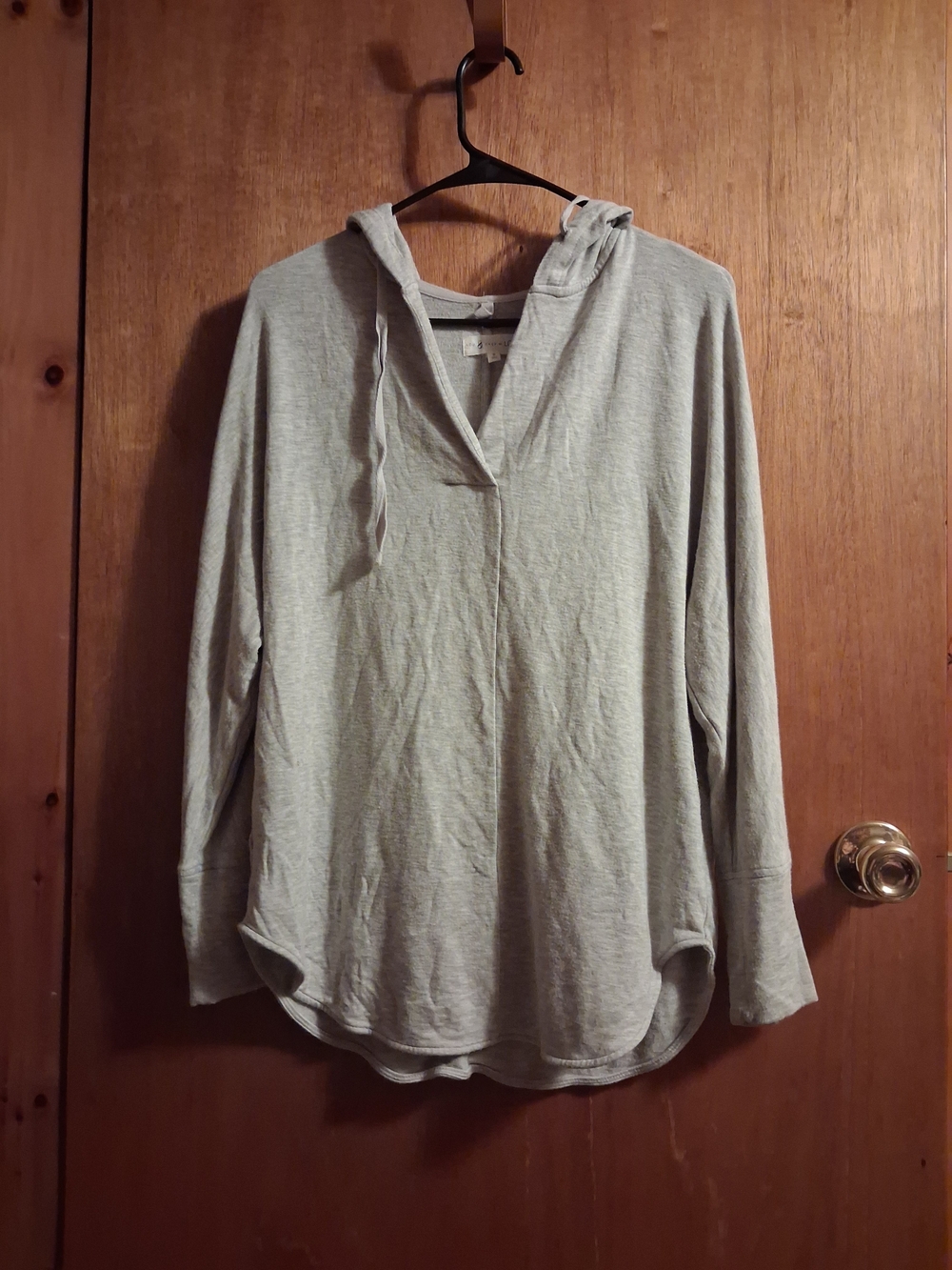 LOFT Light Gray Hooded V-Neck Pullover